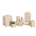 Ver imagem 1 de KIT LAVABO BANHEIRO LUXO VIDRO 9 PEÇAS: VANILLA DOURADO