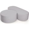 Kit Puff Redondo Lola e Puff Recamier Orgânico Orbit W01 Linho Cinza - Lyam Decor - 1