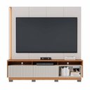 Ver imagem 5 de Home Theater Jordão com Painel Chanfrado c/ LED Nas Prateleiras com Pés - Off White Matte/Freijó