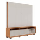 Ver imagem 7 de Home Theater Jordão com Painel Chanfrado c/ LED Nas Prateleiras com Pés - Off White Matte/Freijó