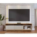 Ver imagem 2 de Home Theater Jordão com Painel Chanfrado c/ LED Nas Prateleiras com Pés - Off White Matte/Freijó
