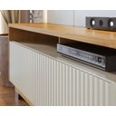 Ver imagem 3 de Home Theater Jordão com Painel Chanfrado c/ LED Nas Prateleiras com Pés - Off White Matte/Freijó