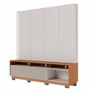 Ver imagem 6 de Home Theater Jordão com Painel Chanfrado c/ LED Nas Prateleiras com Pés - Off White Matte/Freijó