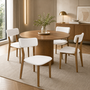 Ver imagem 2 de Conjunto 2 Cadeiras de Jantar Encosto Curvo Madeira Estofada Linho Sala:Linho Nevoa
