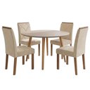 Ver imagem 1 de Mesa de Jantar Redonda Dani Mdf com 4 Cadeiras Estofadas Suede Off White Nude Molci