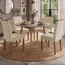 Ver imagem 2 de Mesa de Jantar Redonda Dani Mdf com 4 Cadeiras Estofadas Suede Off White Nude Molci