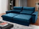 Ver imagem 1 de Sofá Retrátil/Reclinável Grécia 2,30m Suede Velut Azul Marinho Marinho c/ Molas no Assento - King Ho