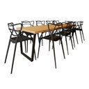 Ver imagem 2 de Conjunto Mesa Madeira Maciça Lanna 3,00 X 1,00 Ferragem Preta com 10 Cadeiras Alegra Preta