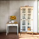 Ver imagem 1 de Conjunto Aparador Rústico com Cristaleira Madeira Maciça Branco Garapa D230 D113 Shop Jm