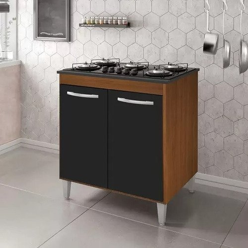 Balcão Cooktop 5 Bocas Preto Multiuso Cozinha:savana com Preto - 3