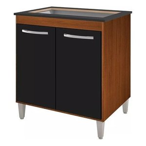 Balcão Cooktop 5 Bocas Preto Multiuso Cozinha:savana com Preto