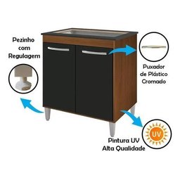 Balcão Cooktop 5 Bocas Preto Multiuso Cozinha:savana com Preto - 4