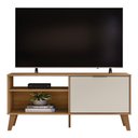 Ver imagem 1 de Rack Bancada Madri 120cm Nature/off White para Tv até 50” - Peternella Móveis