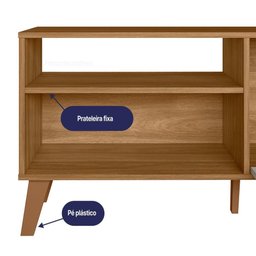 Rack Bancada Madri 120cm Nature/off White para Tv até 50” - Peternella Móveis - 3
