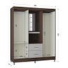 Guarda Roupa Solteiro Cordoba 4 Portas Chocolate Off White – Poquema - 3