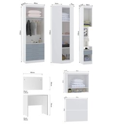 Quarto de Canto Solteiro com Guarda Roupas Cabeceira e Escrivaninha Alpes Luciane Móveis - 4