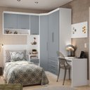 Ver imagem 2 de Quarto de Canto Solteiro com Guarda Roupas Cabeceira e Escrivaninha Alpes Luciane Móveis
