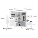 Ver imagem 3 de Quarto de Canto Solteiro com Guarda Roupas Cabeceira e Escrivaninha Alpes Luciane Móveis