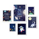 Ver imagem 1 de Kit 6 Quadros Quarto Infantil Menino Tema Espacial - Cristão:madeira Branca