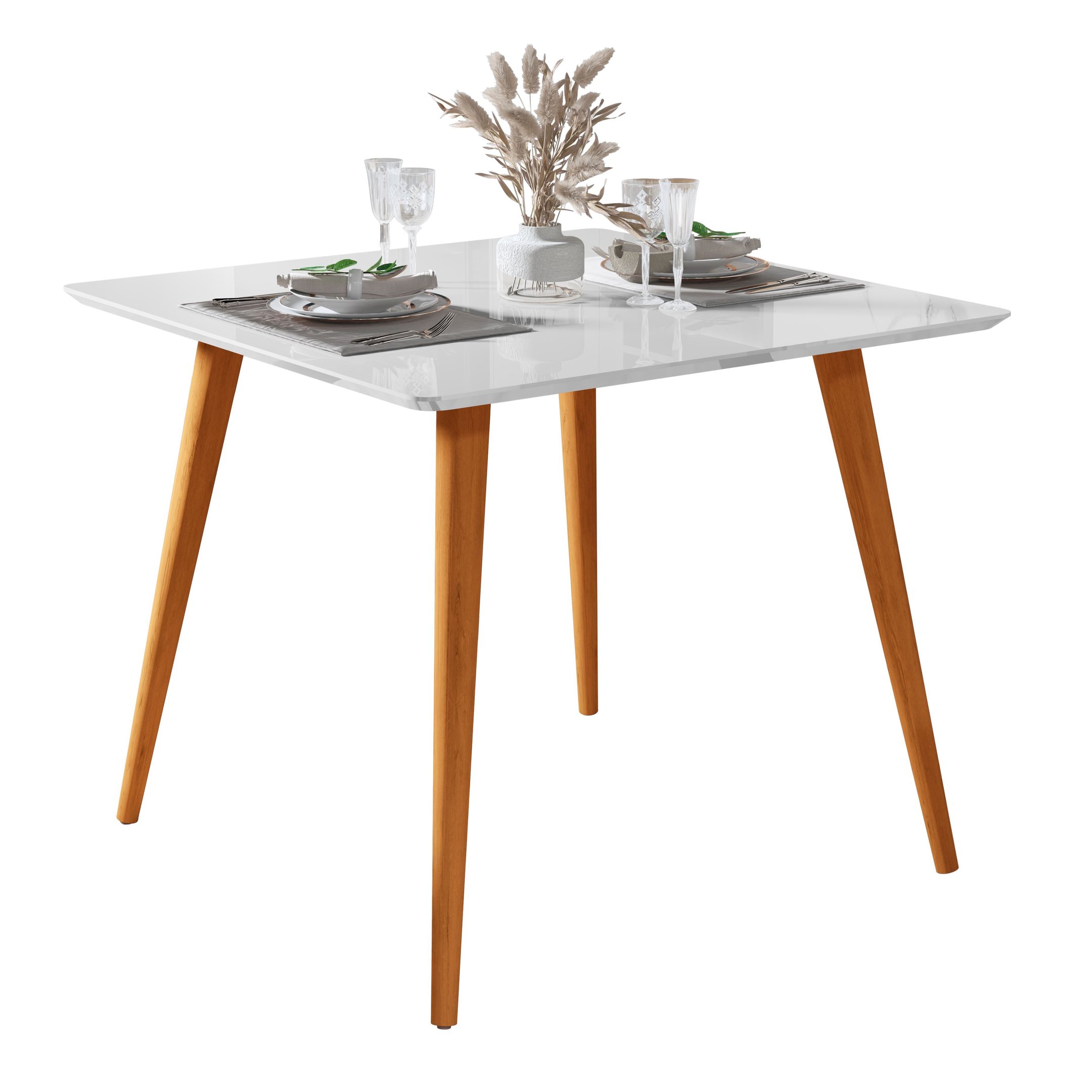 Mesa Jantar 4 Lugares Dubai Pés Retro Madeira Branco