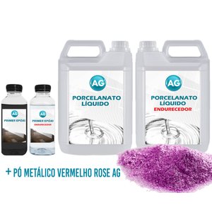 Kit Porcelanato Líquido Metálico Vermelho Rose AG por M² Resinas ag