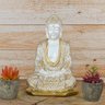 Buda Meditação 20cm Médio Homem Gesso Perolizado - 3