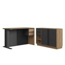 Ver imagem 3 de Mesa para Escritório com Balcão Ripado 4 Gavetas 120cm Mel Grafite
