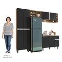 Ver imagem 5 de Cozinha Modulada 230cm 4 Peças Balcão e Aéreo Vanessa Amêndoa/preto - Ajl Móveis
