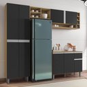 Ver imagem 2 de Cozinha Modulada 230cm 4 Peças Balcão e Aéreo Vanessa Amêndoa/preto - Ajl Móveis