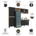 Ver imagem 3 de Cozinha Modulada 230cm 4 Peças Balcão e Aéreo Vanessa Amêndoa/preto - Ajl Móveis
