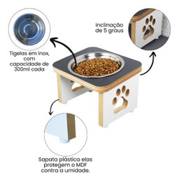 Comedouro Elevado Pet Cachorro Mdf Linha Básica - Preto - 4
