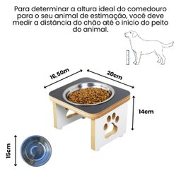 Comedouro Elevado Pet Cachorro Mdf Linha Básica - Preto - 2