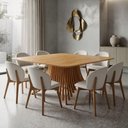 Ver imagem 4 de Mesa de Jantar 8 Lugares Quadrada Base Ripada 160cm Diadema B05 Amêndoa Cinamomo - Lyam Decor