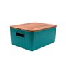 Caixa Organizadora 16l de Plástico com Tampa de Madeira Acácia - Oikos - 1