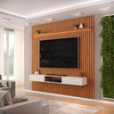 Ver imagem 3 de Painel para Tv até 85 Polegadas 2,50m Ripado Autêntico com Led e Nicho Montreal Madeirado/off