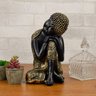 Buda Ajoelhado 25cm Gesso Preto/ouro - 3