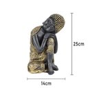 Ver imagem 2 de Buda Ajoelhado 25cm Gesso Preto/ouro