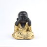 Trio de Buda Gordinho 15cm Gesso Preto/ouro - 2