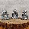 Trio de Buda Gordinho 15cm Gesso Prata - 5