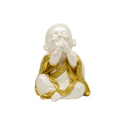 Trio de Buda Gordinho 15cm Gesso Perolizado - 4