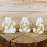 Trio de Buda Gordinho 15cm Gesso Perolizado - 5