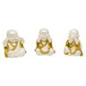 Trio de Buda Gordinho 15cm Gesso Perolizado - 1