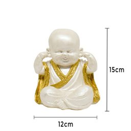 Trio de Buda Gordinho 15cm Gesso Perolizado - 7
