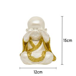 Trio de Buda Gordinho 15cm Gesso Perolizado - 8