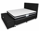Ver imagem 1 de Kit Cama Box Casal Baú 1,38x1,88 com Cabeceira e Recamier - Preto