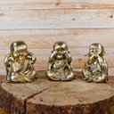 Ver imagem 5 de Trio de Buda Gordinho 15cm Gesso Ferro