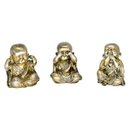 Ver imagem 1 de Trio de Buda Gordinho 15cm Gesso Ferro