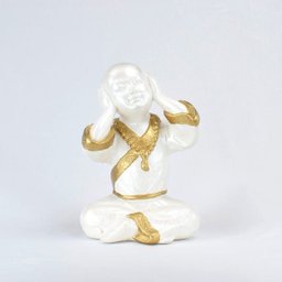 Trio de Buda 15cm Médio Gesso Perolizado - 3