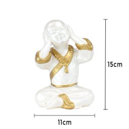 Trio de Buda 15cm Médio Gesso Perolizado - 7
