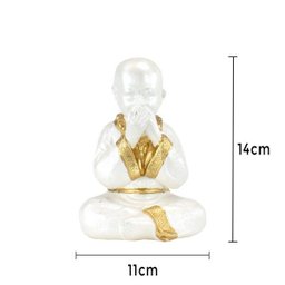 Trio de Buda 15cm Médio Gesso Perolizado - 6